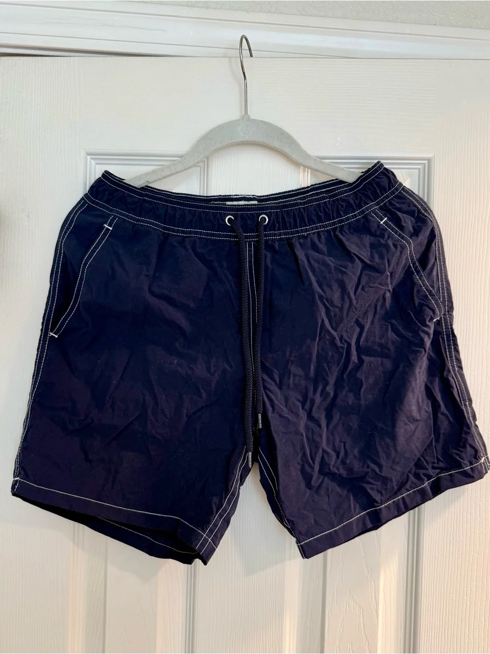 Men's Navy Swim Shorts with Contrast Stitching